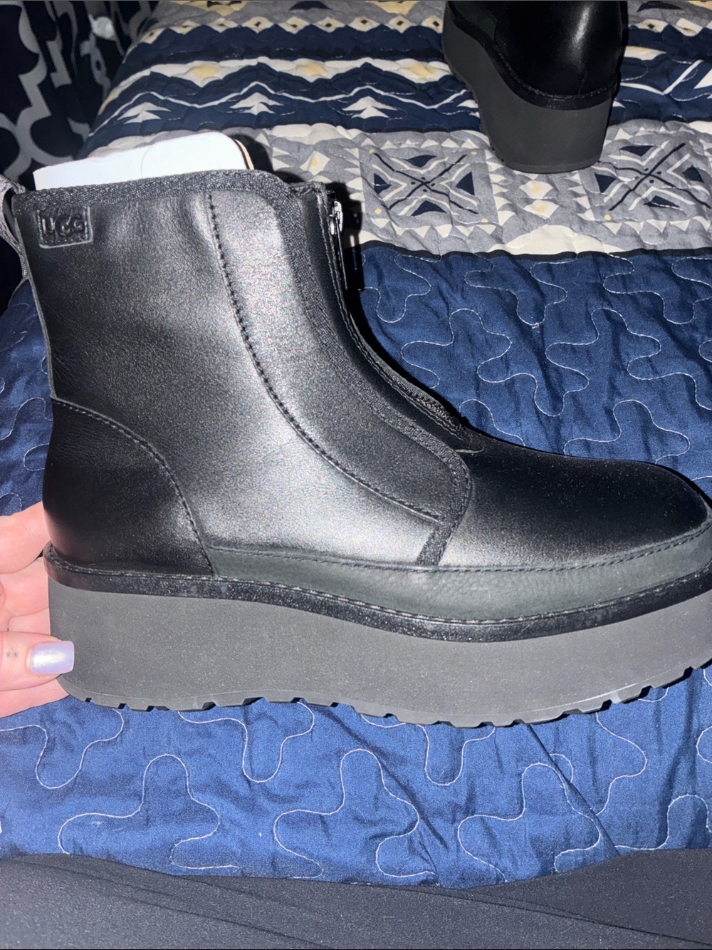 UGG Black Platform Zip-Front Boots